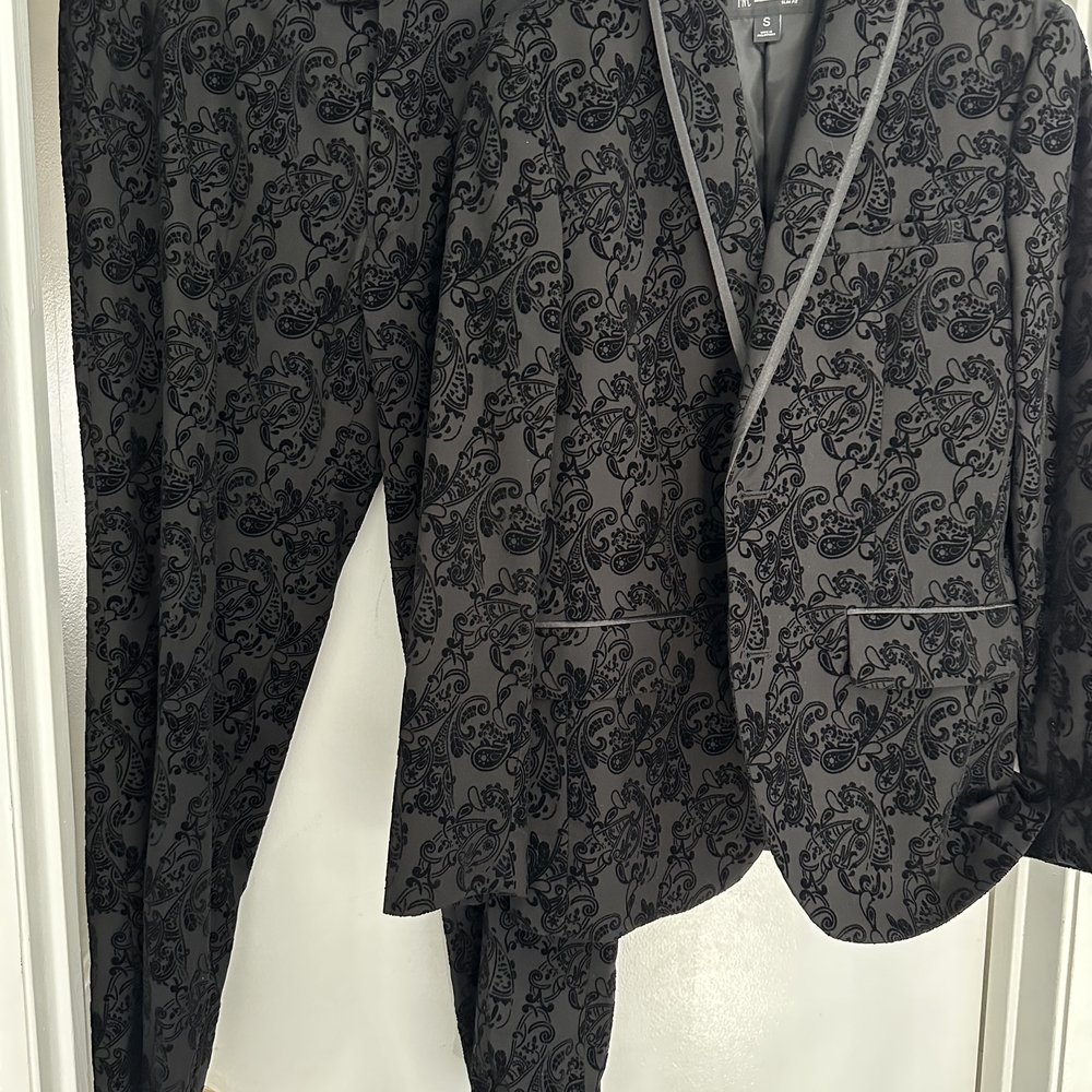 INC International Concepts Black Tuxedo with Elegant Brocade Pattern